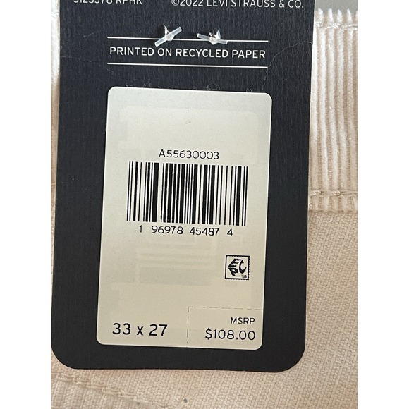 Levi's Premium Corduroy Pants Women Ivory Middy Ankle Bootcut 33x27  Size 16 New - Picture 7 of 14